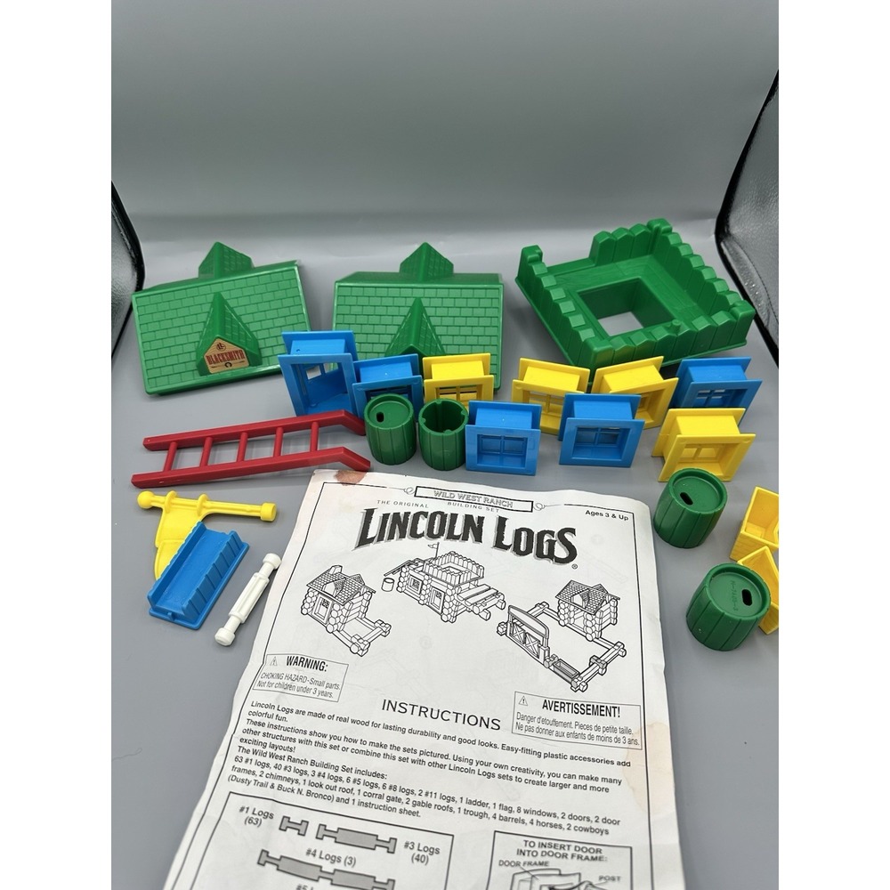 Vintage Lincoln Logs Wild West Ranch Set Fort Abraham Lincoln INCOMPLETE